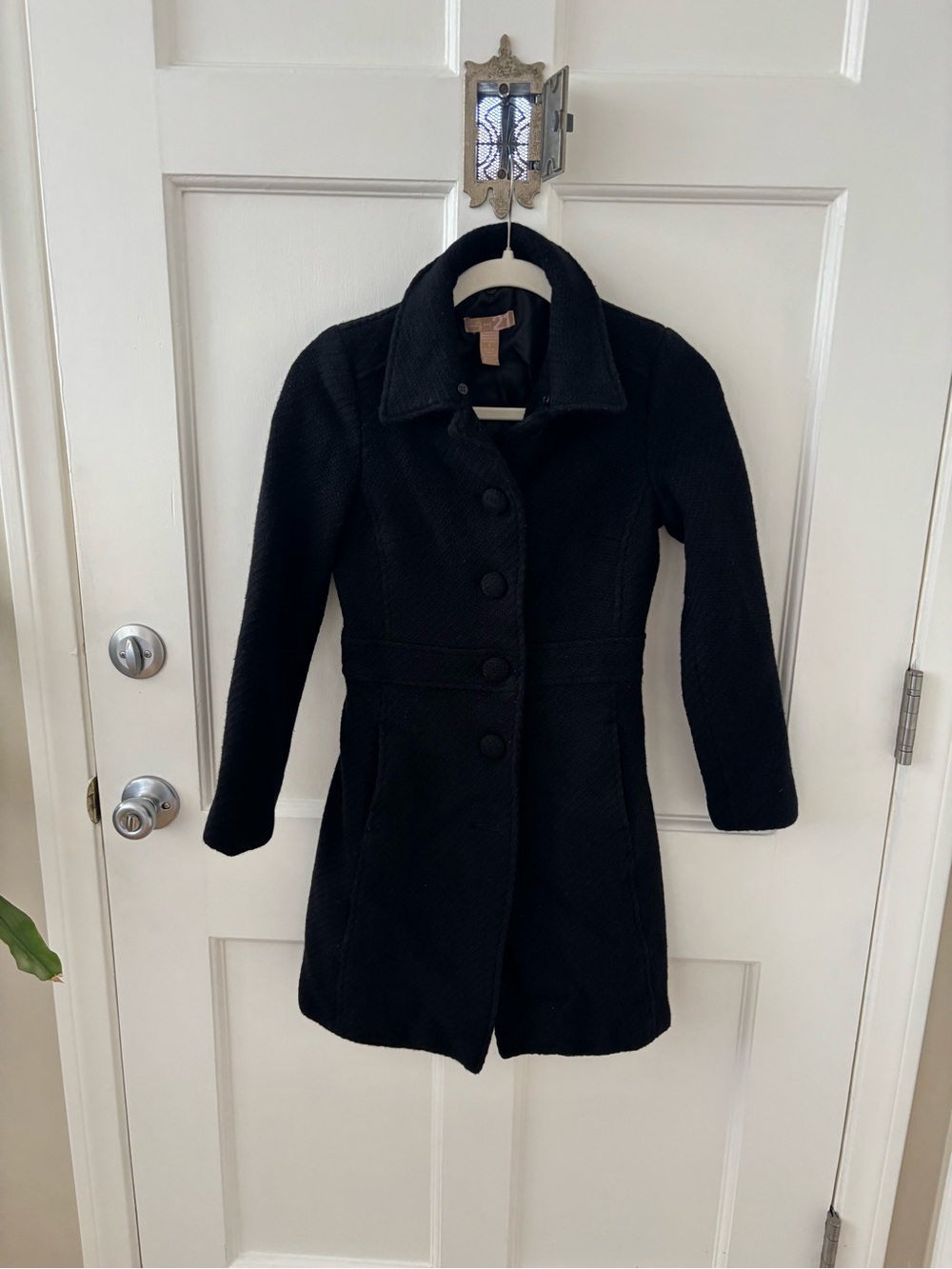 Forever 21 Women's Black Pea Coat with Tailored Waist